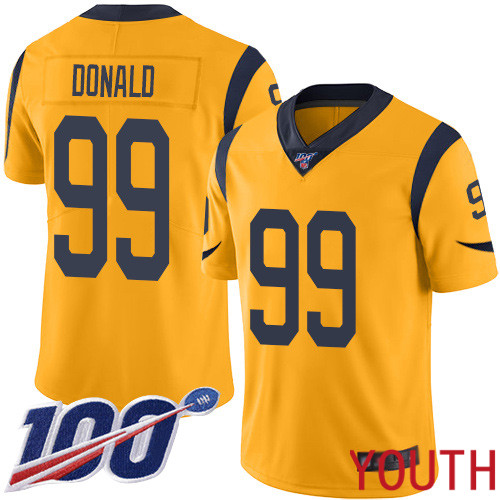 Los Angeles Rams Limited Gold Youth Aaron Donald Jersey NFL Football 99 100th Season Rush Vapor Untouchable